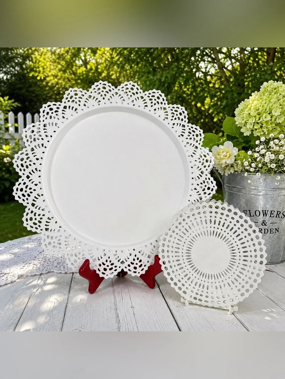 IKEA White Metal Serving Tray and napkin holder white shabby chic